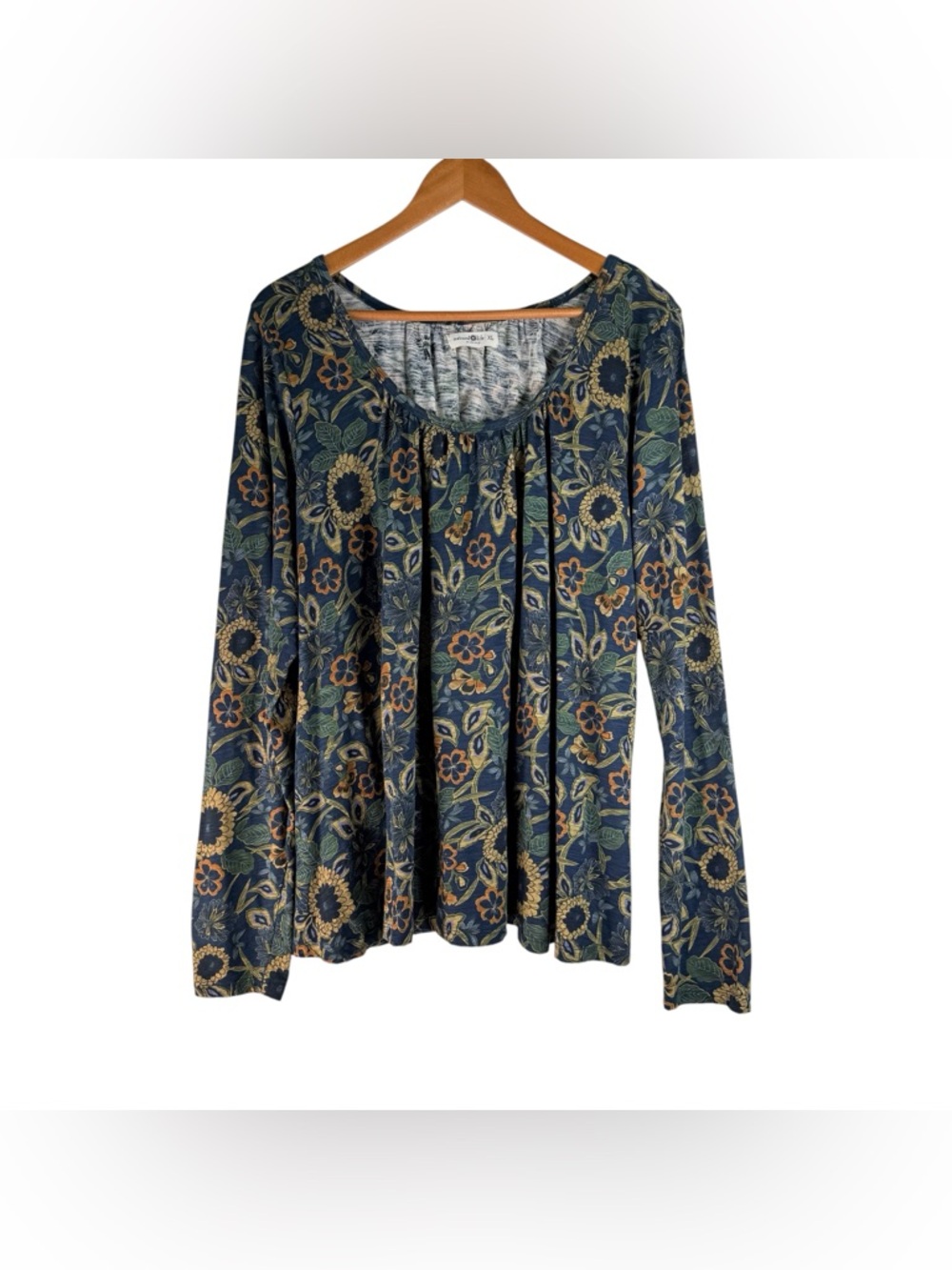 Natural Life Women’s Long Sleeve Iris Top Floral Cotton Size XL